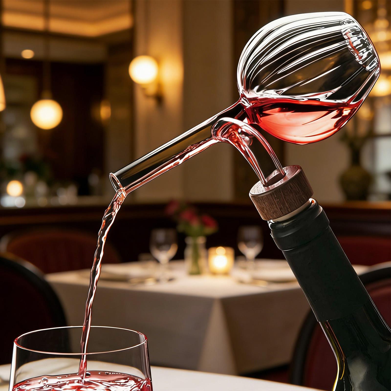 Wine Aerator Pour - モダンな透明な赤いデカンター、クイックポアリングエアレーターワイン容器、パブ、バー、宴会用