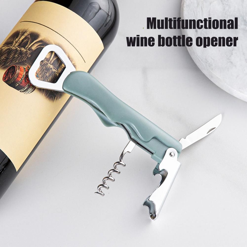 Cork Screw Lever - 3 in 1ワインオープナー、ビールキャップリフター、フォイルカッターレバーコルクスクリュー、滑り止めハンドル付きステンレス製コルクスクリュー、キッチンツール