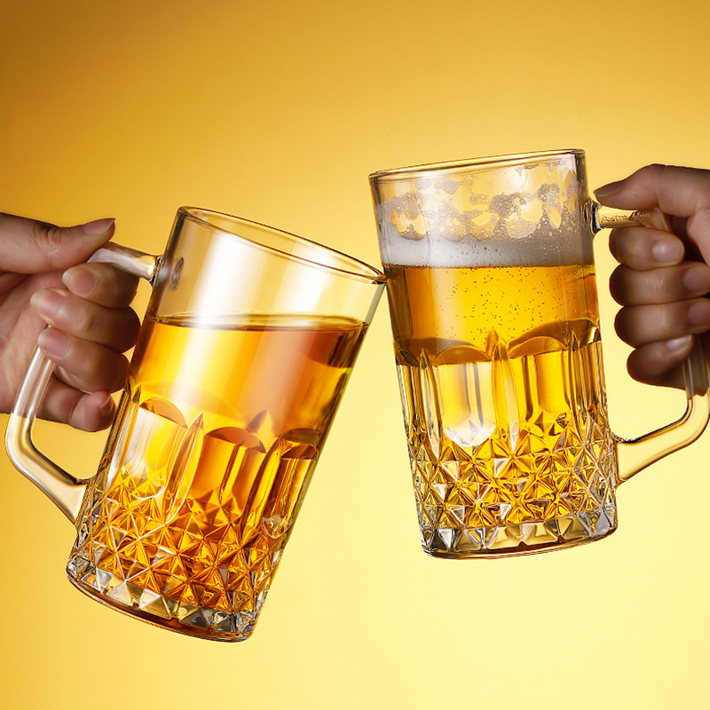 Beer Mug Handled - 600 ミリリットル/1000 ミリリットルビールグラスハンドル付きクラシック大容量ウォーターカップパーティーパーソナライズされたクラフトビールグラス耐熱ティーマグ