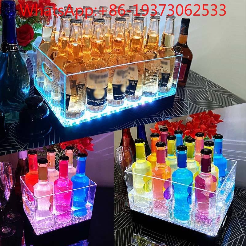 Wine Beer Bar - 正方形発光アイスバケットバーワインバケットLED充電式大容量ビールフレームシャンパンアイスキューブKTVビールバケット