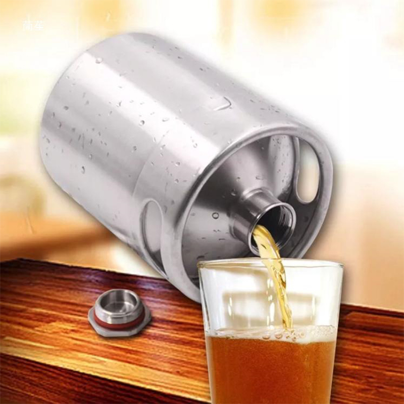 Wine Draft Beer - 5Lステンレス製ミニビール樽 ポータブル自家製ビールグラウラー 真空断熱ドラフトビールディスペンサー 家庭用バー/屋外パーティー用