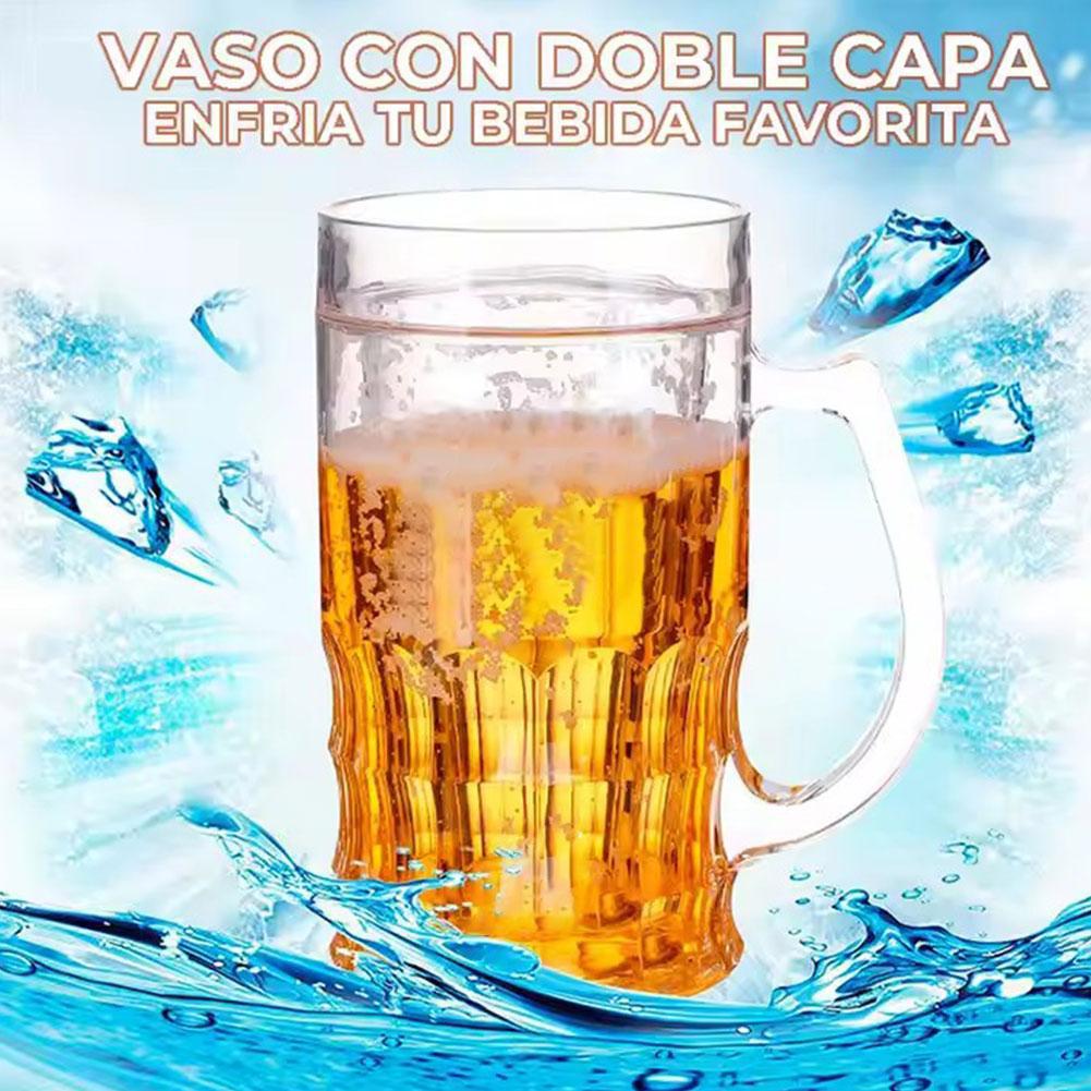 Beer Mug Handled - 1/2個入り ダブルビールグラス ハンドル付き メザニン型 偽厚透明マグカップ パーティー