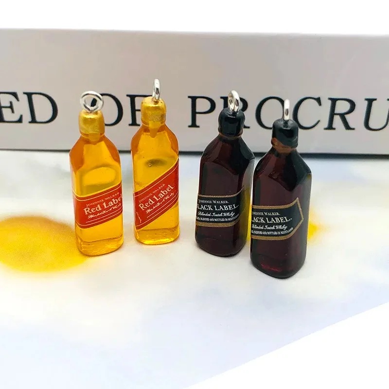 Wine Beer Bar - 10 個小さなワインバーボトル樹脂チャーム DIY イヤリングアクセサリーミニペンダントキーホルダー手作りジュエリークラフト作成用