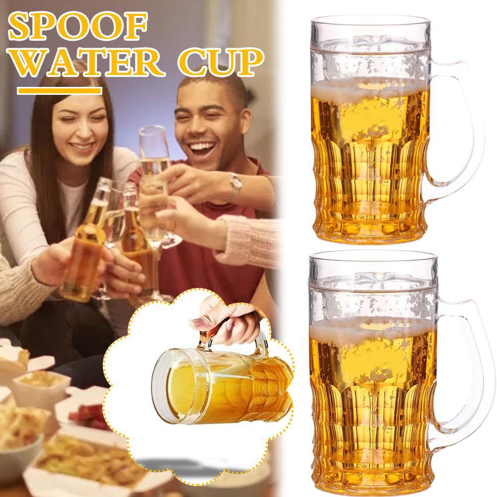 Beer Mug Handled - 面白い偽ビールジョッキ ハンドル付きリアルなビールジョッキ トリッキーなおもちゃ クリエイティブなビールモデル いたずらおもちゃ パーティー