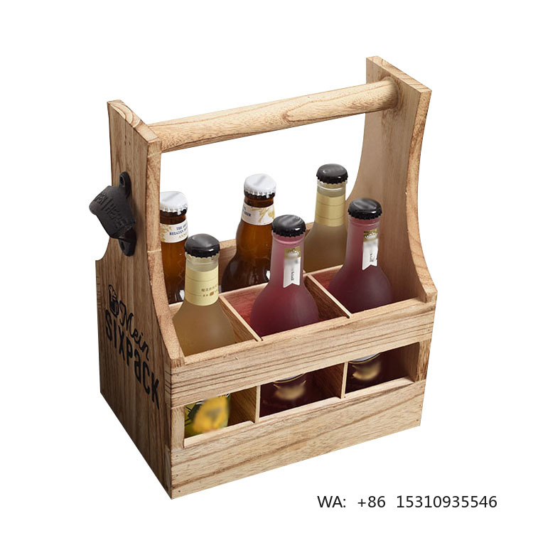 Wine Beer Best - 2026年ベストセラー磨き上げ木製ビールバスケット＆赤ワイン収納ボックス壁掛けボトル収納バスケット