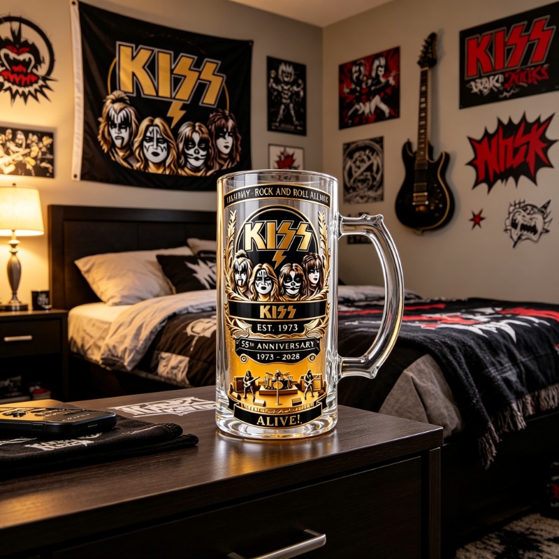 55周年記念 KISS ロックバンド ビールマグ 防水ステッ - Beer Mug Handled のレビューと価格