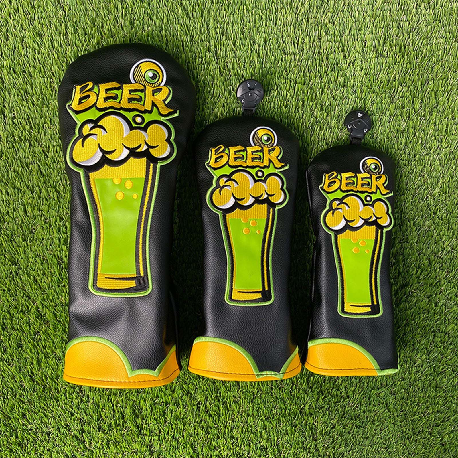 ビール刺繍PUレザーゴルフクラブヘッド保護カバーカラーブロッ - Beer & Wine Downtown のレビューと価格