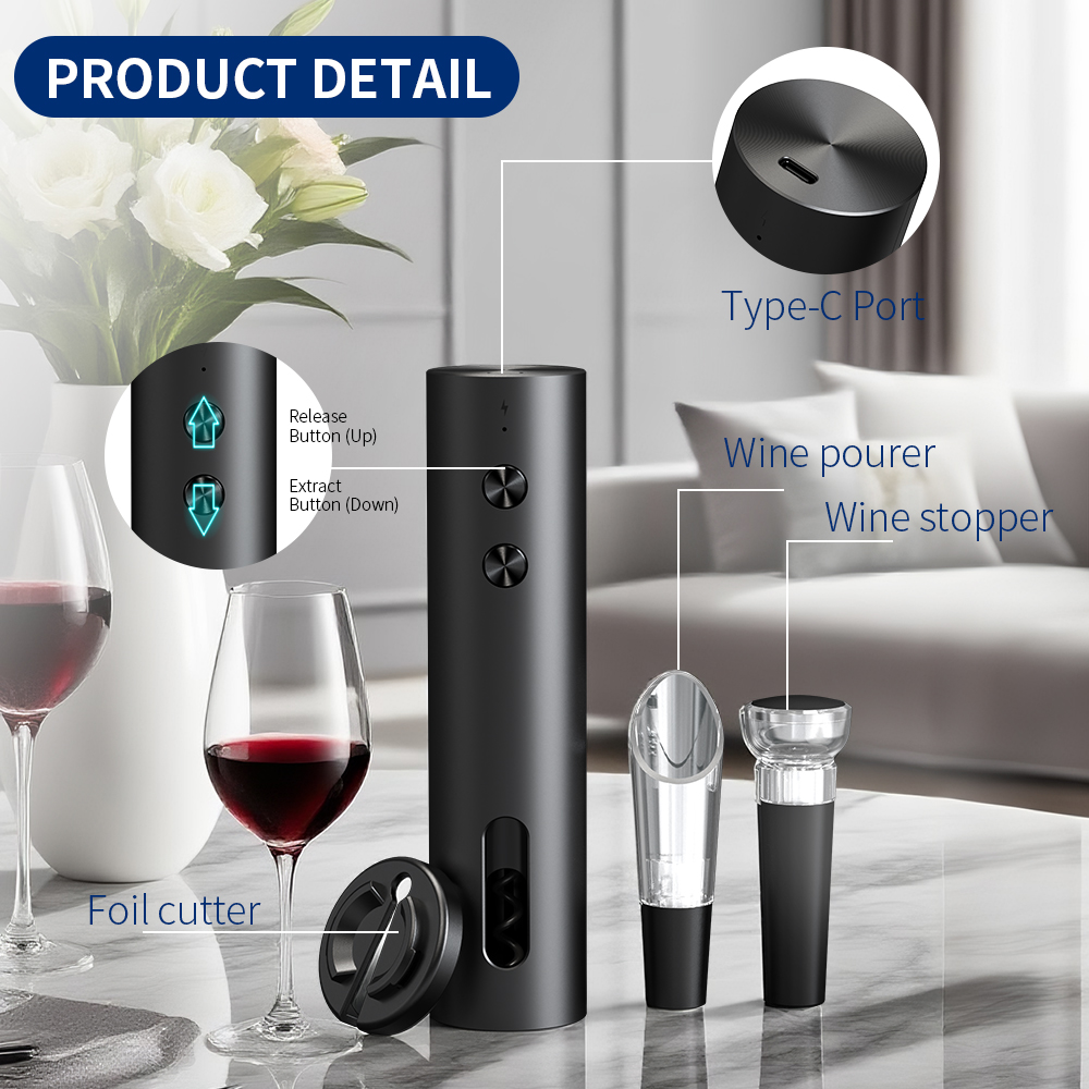 4-in-1電動ワインオープナーセットUSB充電式電動自動コ - Wine Beer Opener のレビューと価格