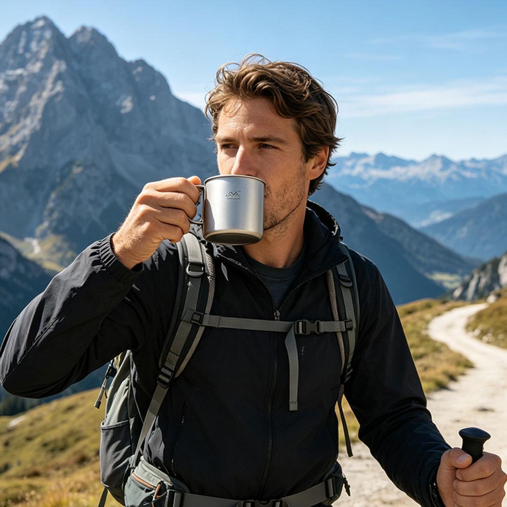 ステンレス鋼キャンプカップ屋外ハイキング用超軽量旅行茶コーヒ - Beer Mug Handled のレビューと価格