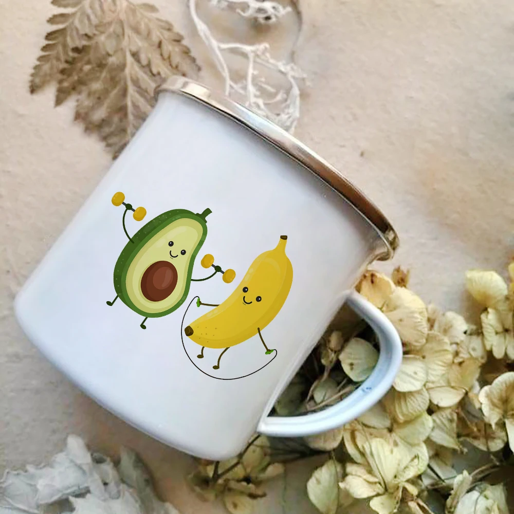 漫画のアボカドプリントエナメルカップ,ハンドル付きコーヒーカ - Wine Beer Best のレビューと価格