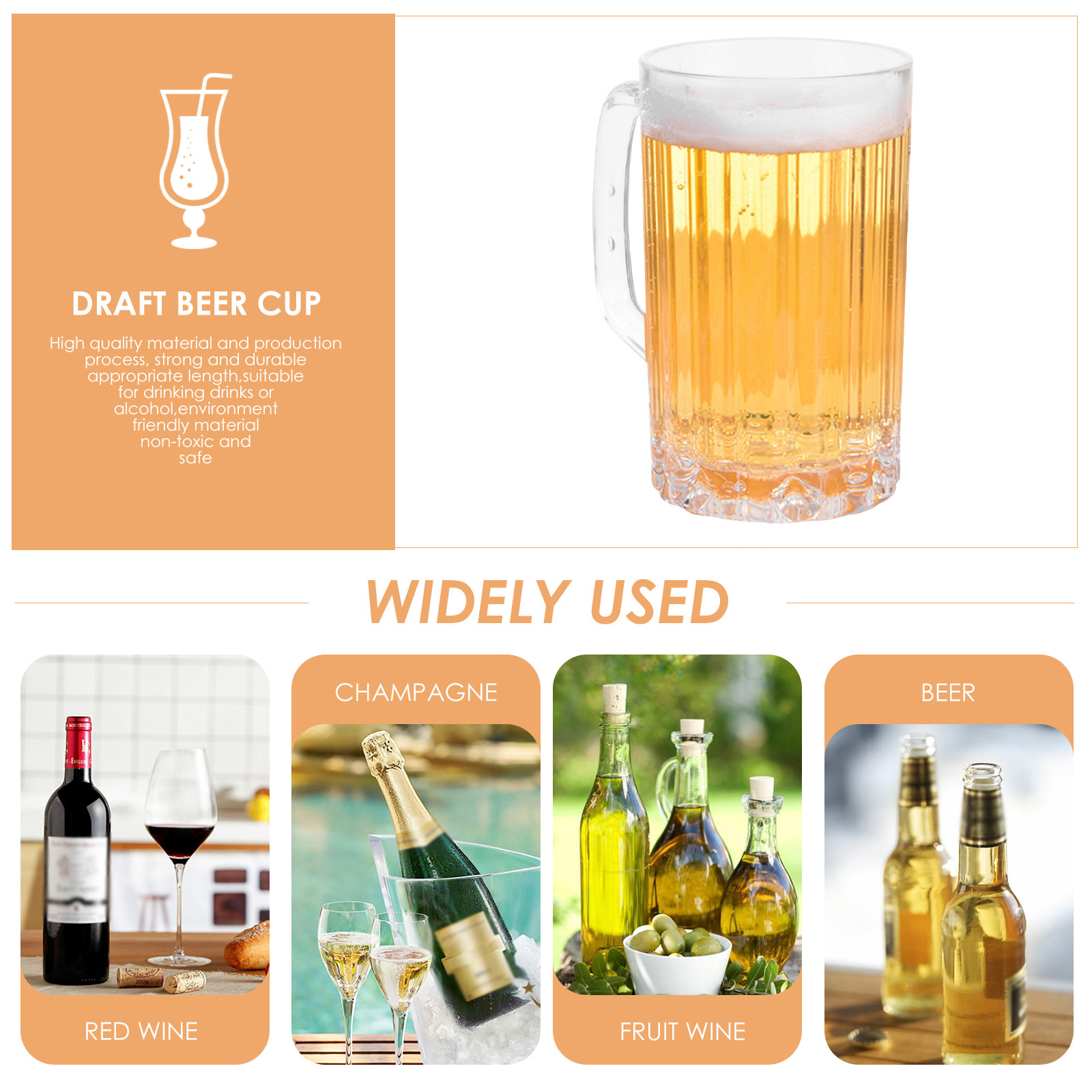 2個セット 500ml 高品質プラスチック製ビールマグ 厚み - Beer Mug Handled のレビューと価格