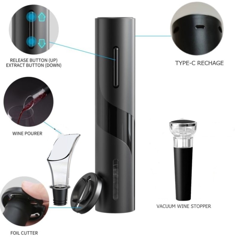 充電式多機能電動自動コークスクリューワインオープナーセットワ - Wine Beer Opener のレビューと価格