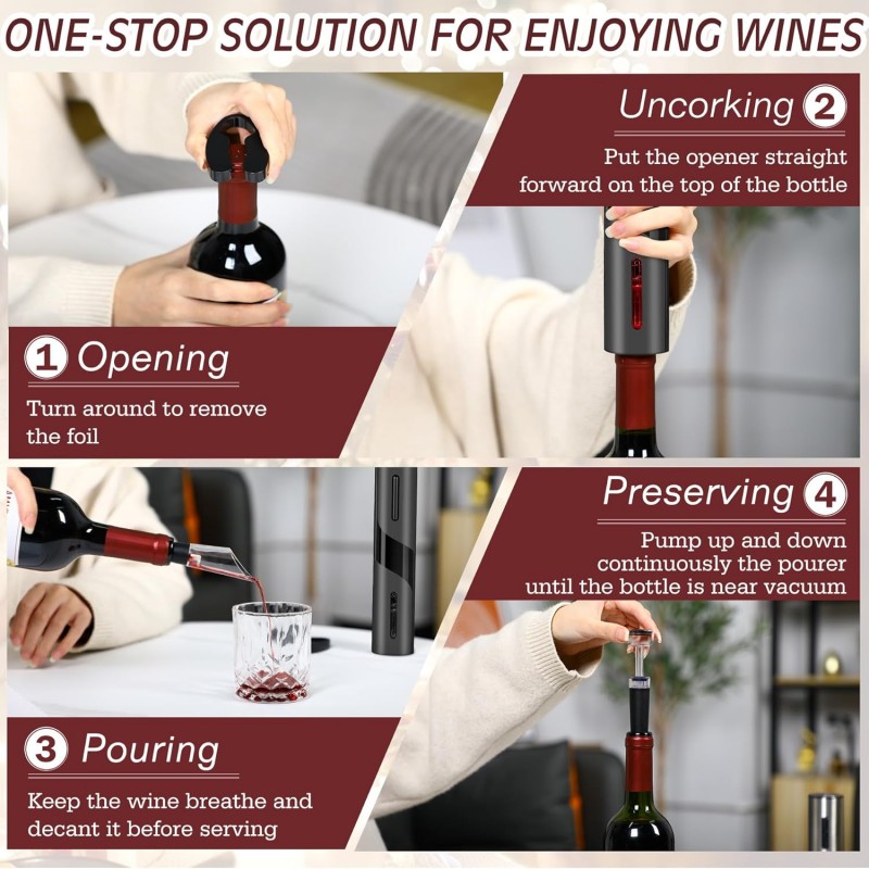 充電式多機能電動自動コークスクリューワインオープナーセットワ - Wine Beer Opener のレビューと価格