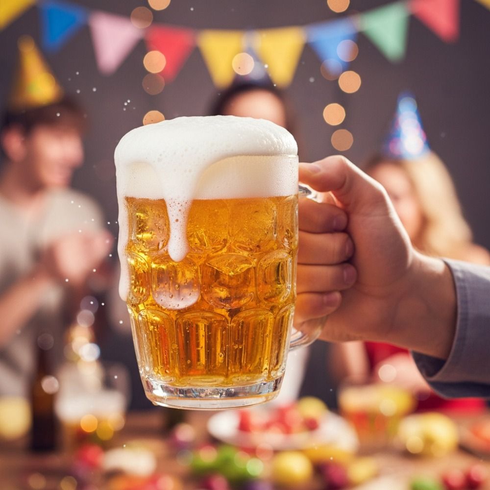 クリエイティブな模造ガラスプラスチック製ビールカップ、透明、 - Beer Mug Handled のレビューと価格