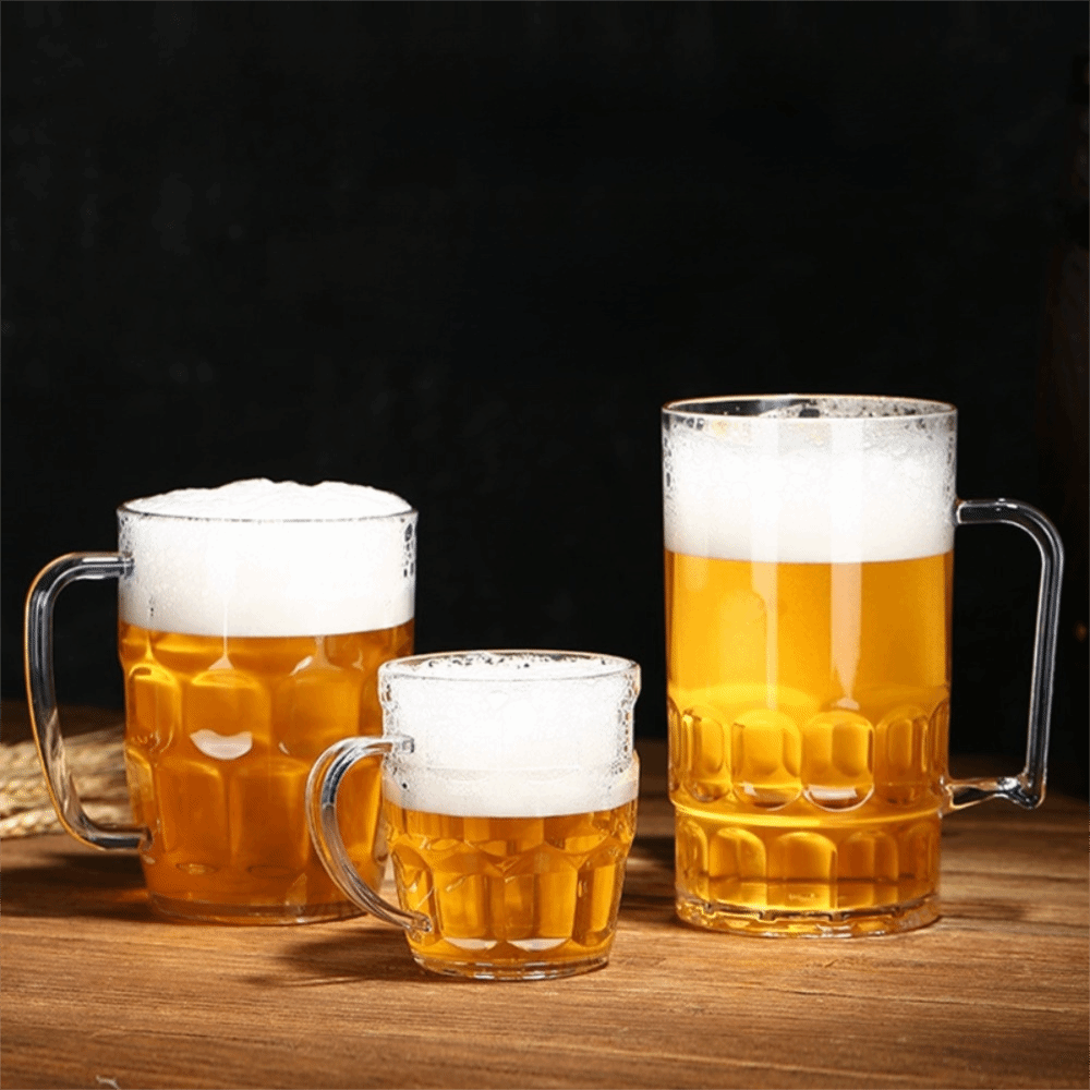 クリエイティブな模造ガラスプラスチック製ビールカップ、透明、 - Beer Mug Handled のレビューと価格