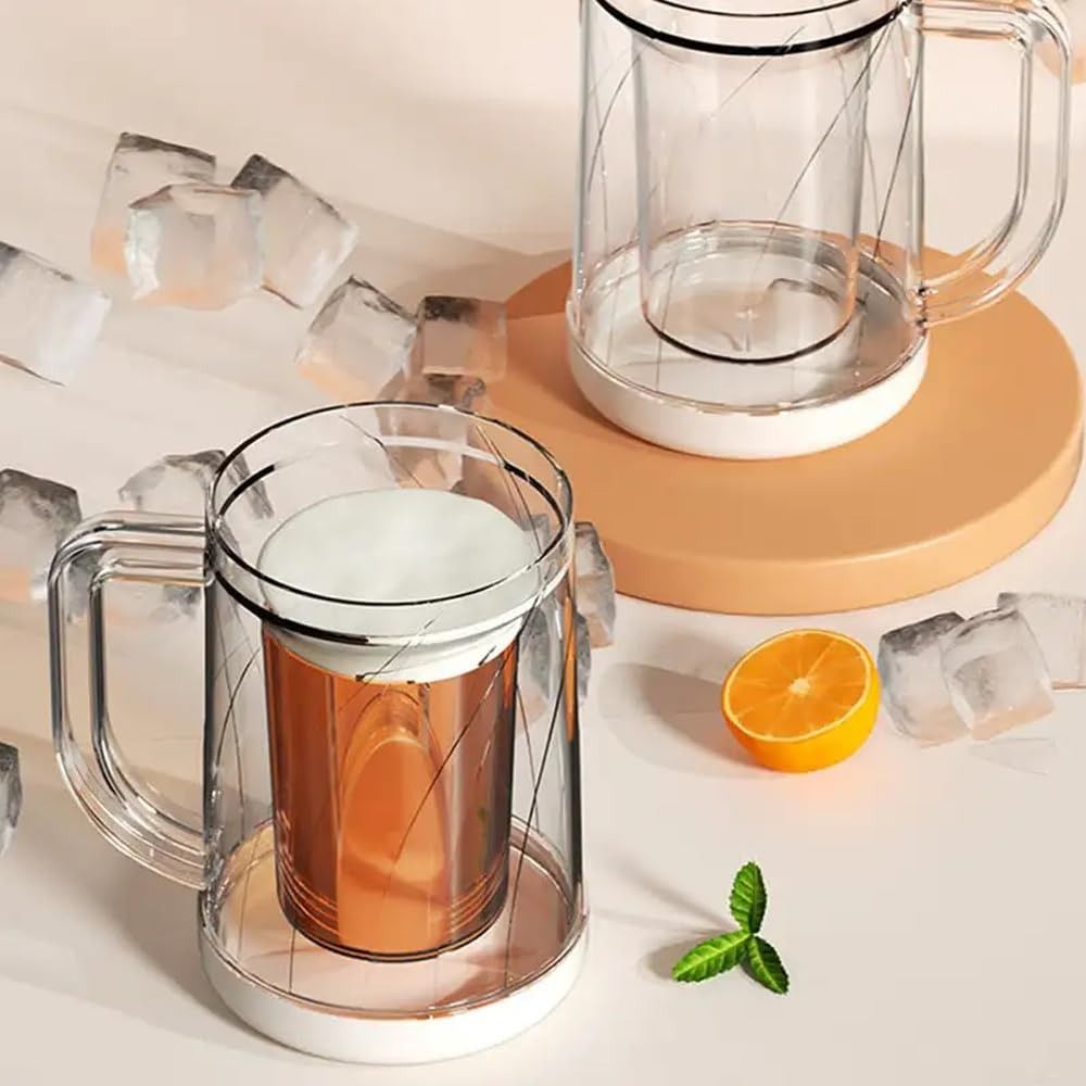 持ち手付き液体冷蔵庫冷凍カップ 夏用 PET/PP製アイスビ - Beer Mug Handled のレビューと価格