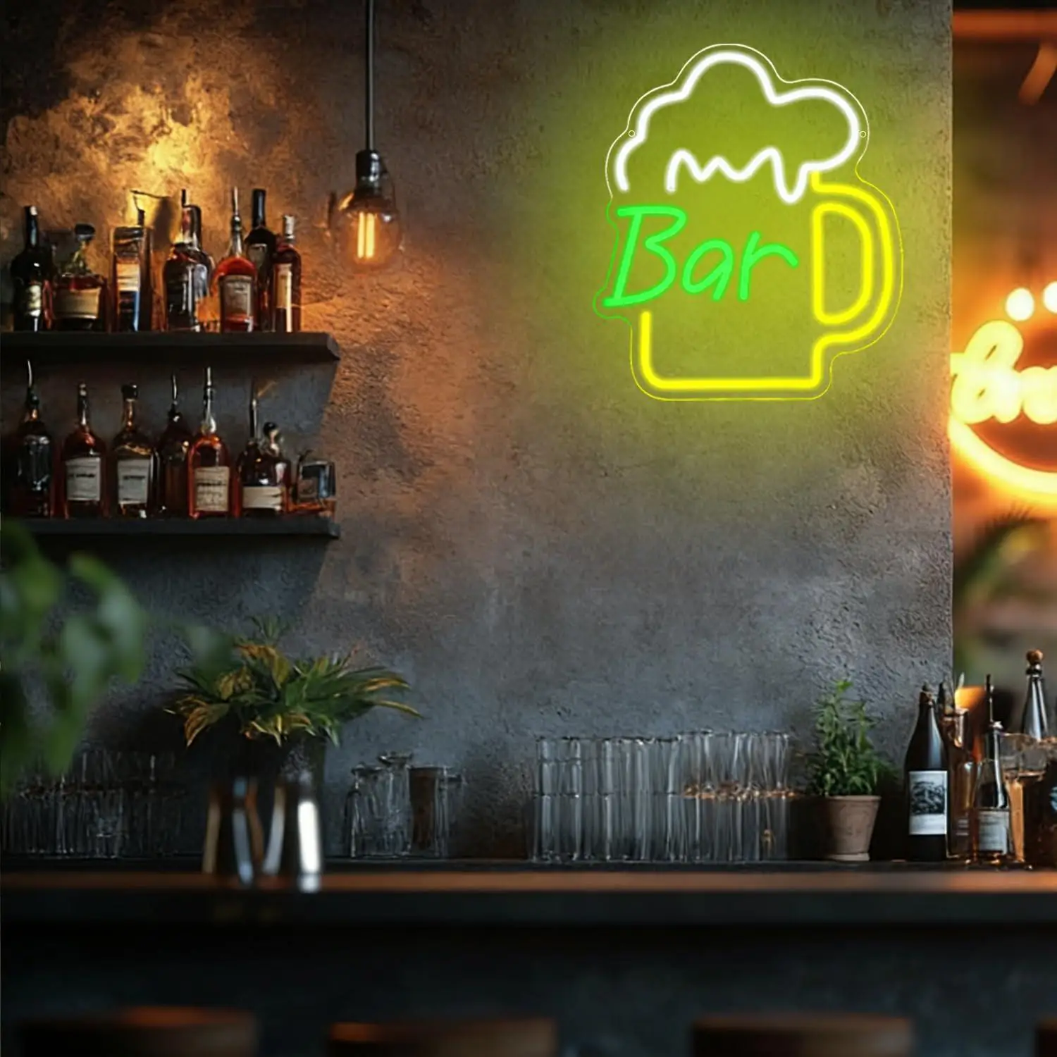 ビールバーネオンサインUSB調光可能なLEDライト、ビジネス - Beer & Wine Downtown のレビューと価格