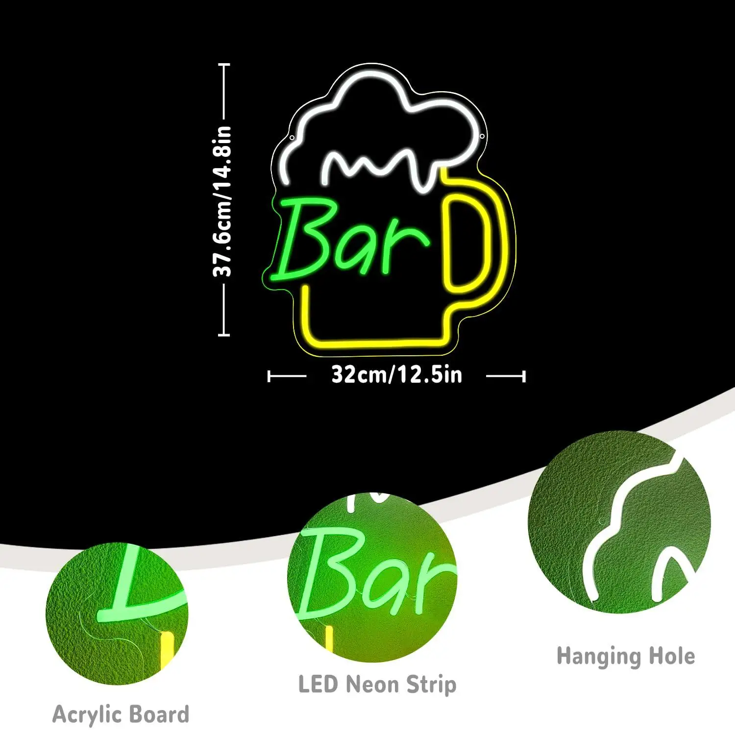 ビールバーネオンサインUSB調光可能なLEDライト、ビジネス - Beer & Wine Downtown のレビューと価格