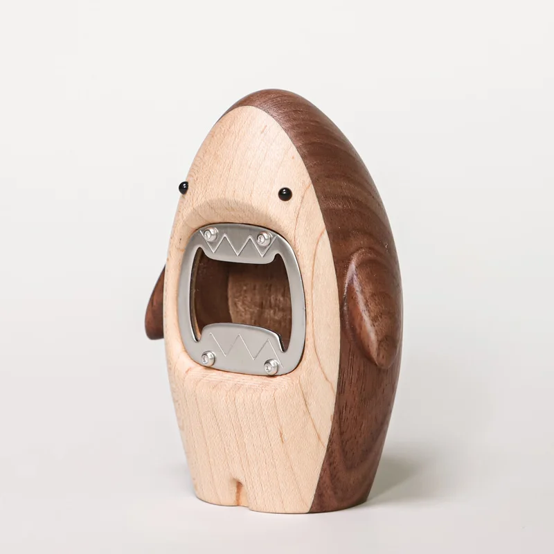 クリエイティブ木製サメ飾りビールボトルオープナー像ポータブル - Wine Beer Opener のレビューと価格