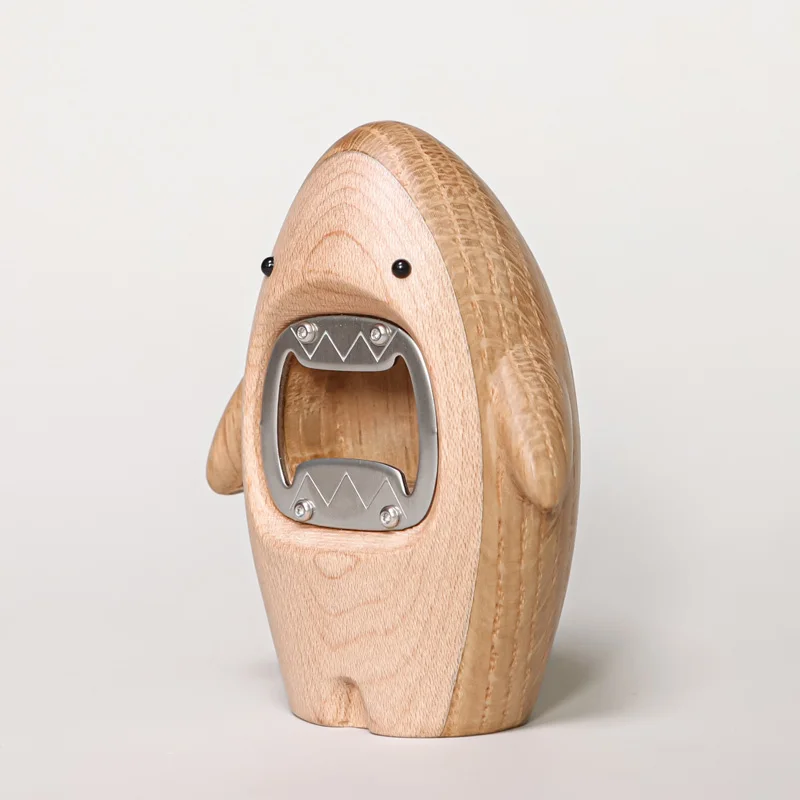 クリエイティブ木製サメ飾りビールボトルオープナー像ポータブル - Wine Beer Opener のレビューと価格